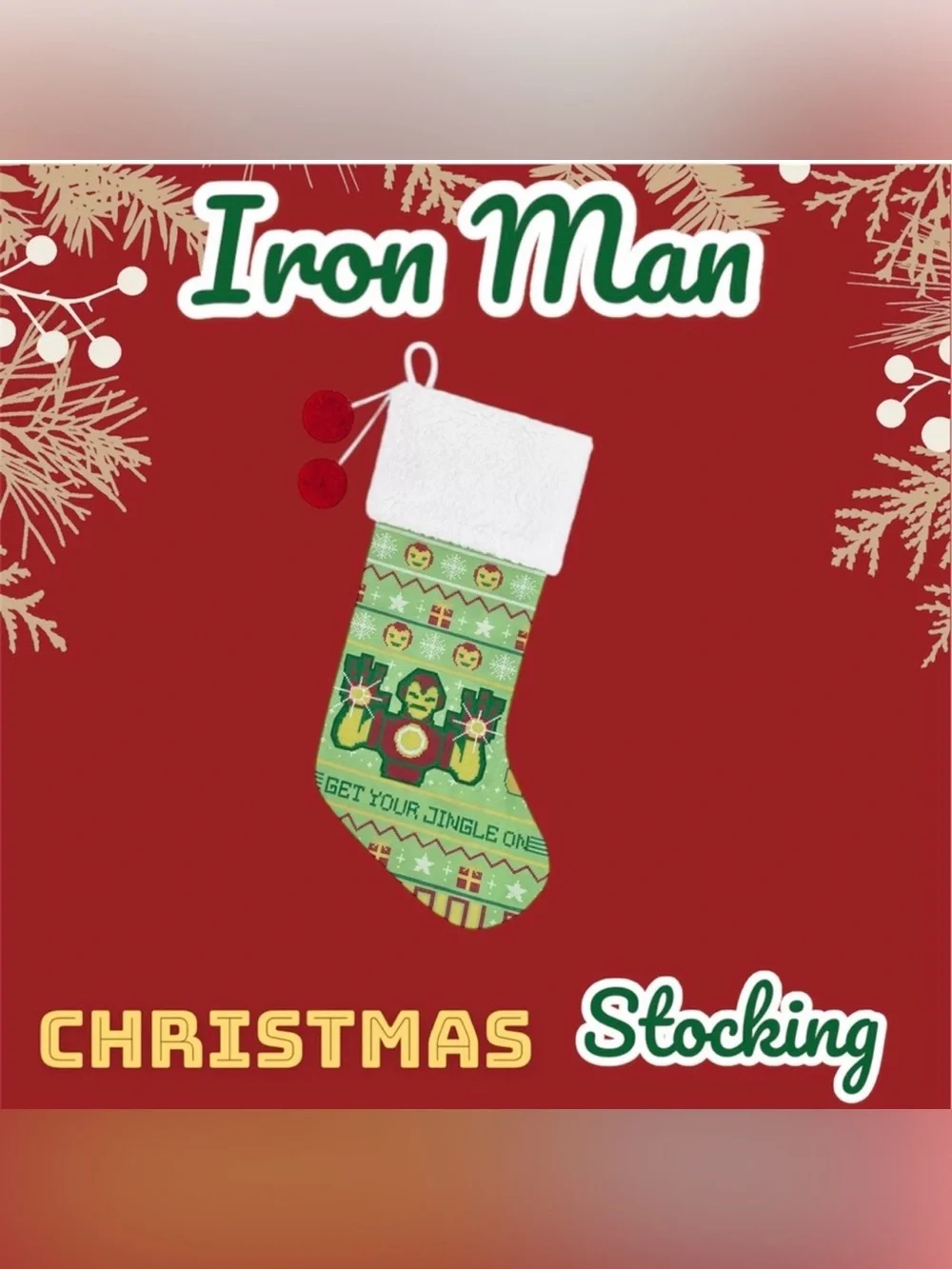 Marvel Iron Man St Nicholas Square Christmas Stocking NWT